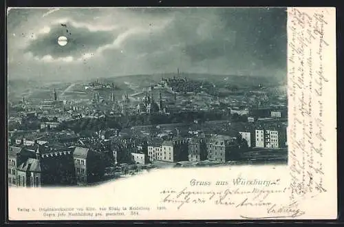 AK Würzburg, Teilansicht der Stadt
