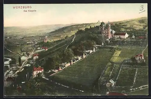 AK Würzburg, Panoramablick auf das Käppele