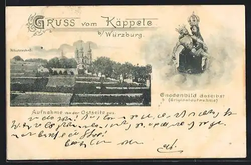 AK Würzburg, Käppele mit Nikolaushof von der Ostseite aus, Gnadenbild