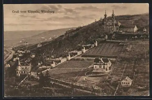 AK Würzburg, Panorama mit Käppele