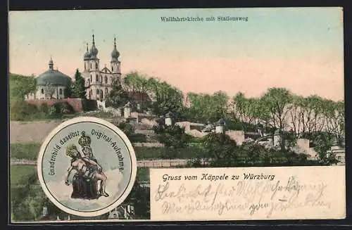 AK Würzburg, Käppele, Wallfahrtskirche mit Stationsweg
