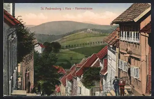 AK St. Andreasberg i. Harz, Herrenstrasse mit Anwohnern