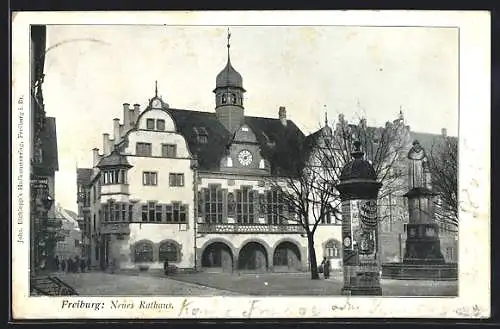 AK Freiburg / Breisgau, Neues Rathaus, Litfasssäule