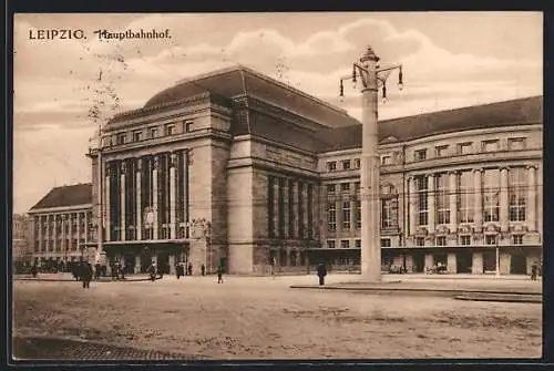 AK Leipzig, Hauptbahnhof und Passanten