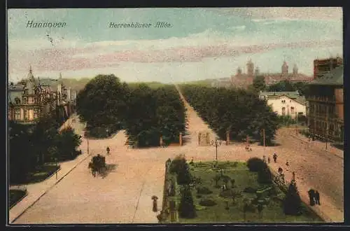 AK Hannover, Herrenhäuser-Allee aus der Vogelschau