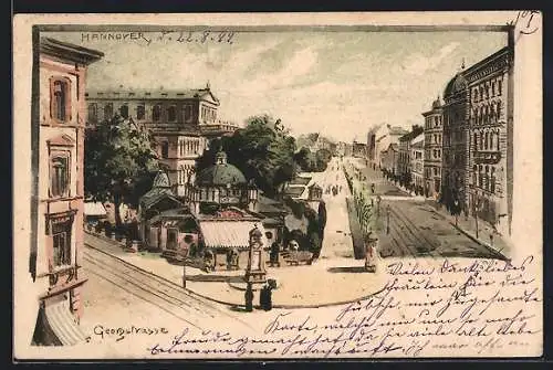 Lithographie Hannover, Blick in die Georgstrasse