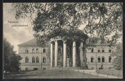 AK Hannover, Partie am Leibnizdenkmal