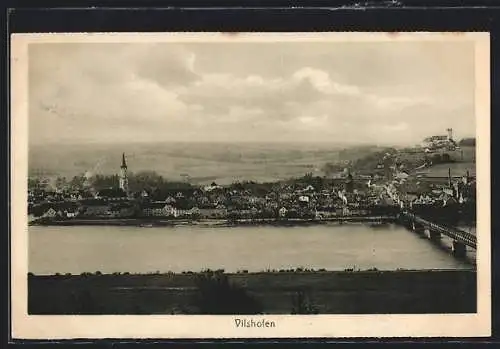 AK Vilshofen, Ortspanorama mit Kirche