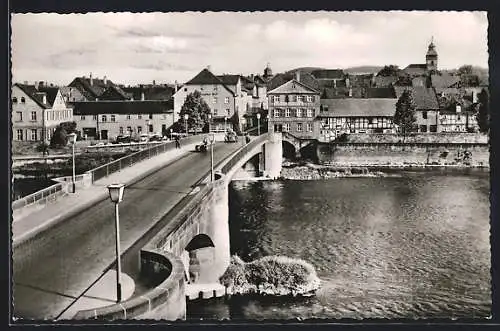 AK Witzenhausen im Werratal, Werrabrücke mit Blick auf die Stadt