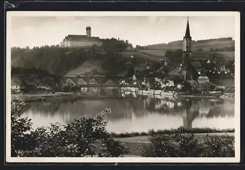 AK Vilshofen, Panorama mit Ort und Kloster Schweiklberg
