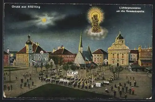 AK Altötting, Lichtprozession um die Gnadenkapelle