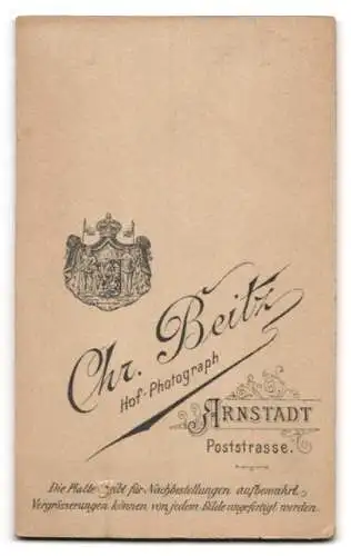 Fotografie Chr. Beitz, Arnstadt, Poststrasse, Ältere Bürgerliche in elegantem Kleid