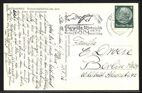 AK Nürnberg, Gasthaus Bartwurstglöcklein