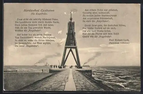 AK Cuxhaven, Die Kugelbake mit Gedicht