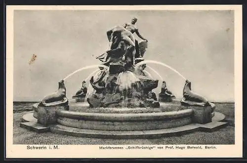 AK Schwerin i. M., Marktbrunnen Schiffbrüchige von Prof. Hugo Berwald