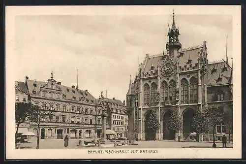AK Erfurt, Fischmarkt mit Rathaus