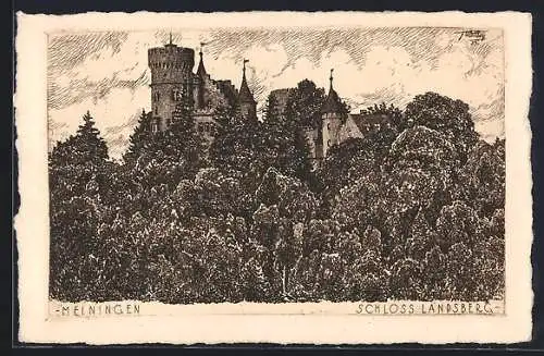Künstler-AK Meiningen, Schloss Landsberg