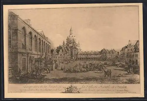 AK Dresden, Neumarkt im 18. Jahrhundert nach einem Stich von Canaletto