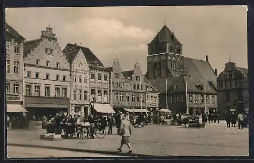 AK Greifswald, Platz der Freundschaft und Marienkirche