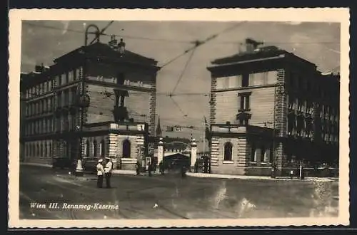 AK Wien, Strasse Rennweg mit Kaserne