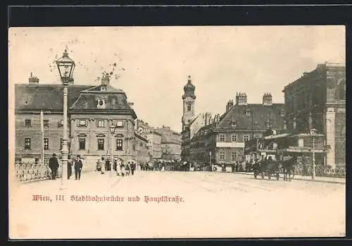 AK Wien, Stadtbahnbrücke und Hauptstrasse