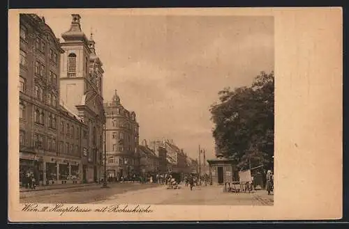 AK Wien, Hauptstrasse mit Rochuskirche