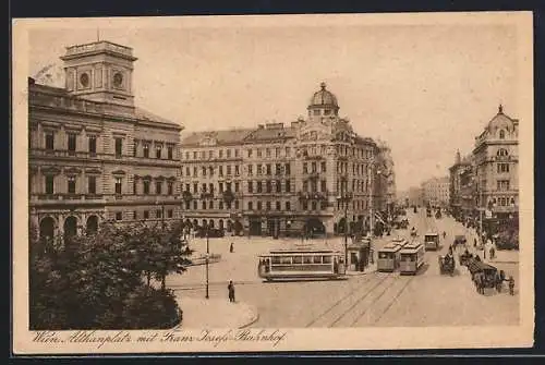 AK Wien, Althanplatz mit Franz-Josef-Bahnhof & Strassenbahn