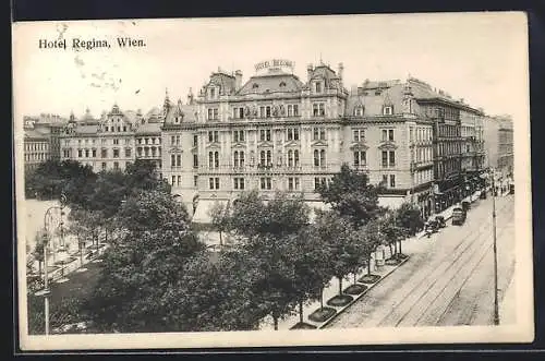 AK Wien, Hotel Regina mit Strassenpartie