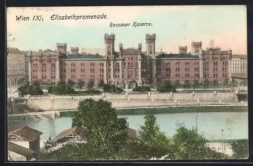 AK Wien, Elisabethpromenade mit Rossauer Kaserne