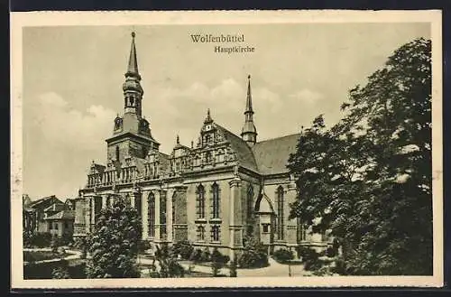 AK Wolfenbüttel, Hauptkirche mit Park