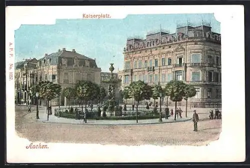 AK Aachen, Kaiserplatz mit Passanten