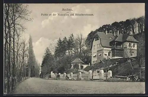 AK Aachen, Nizzaallee, Ecke Rütscherstrasse mit Villa
