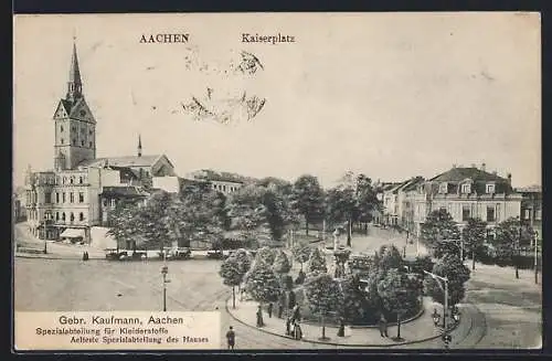 AK Aachen, Kaiserplatz mit Kirche