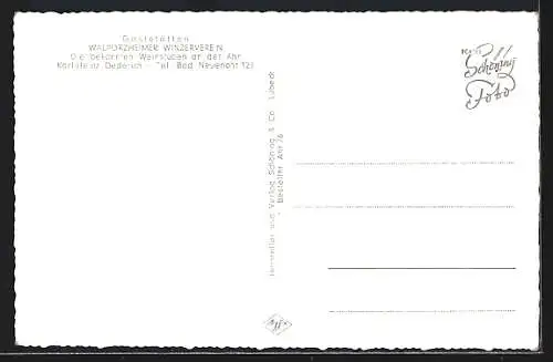 AK Walporzheim, An der Bunten Kuh, Gasthof Winzerheim St.Josef-Stube, Karl-Heinz Dederich, Gesamtansicht