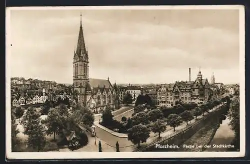 AK Pforzheim, Partie bei der Stadtkirche