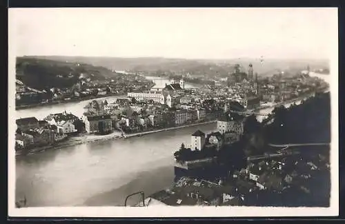 AK Passau, Teilansicht aus der Vogelschau