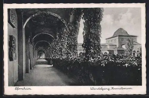 AK Pforzheim, Krematorium, Wandelgang