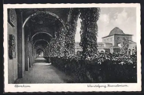 AK Pforzheim, Krematorium, Der Wandelgang