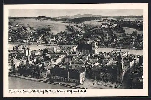 AK Passau /Donau, Blick auf Rathaus, Maria-Hilf und Stadt