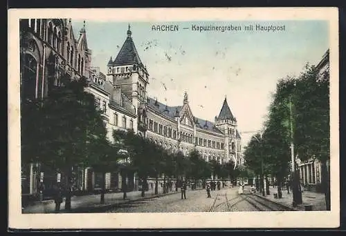AK Aachen, Kapuzinergraben mit Hauptpost