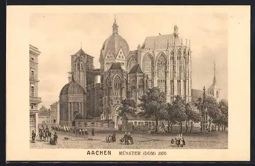 AK Aachen, Totalansicht Münster / Dom 1850