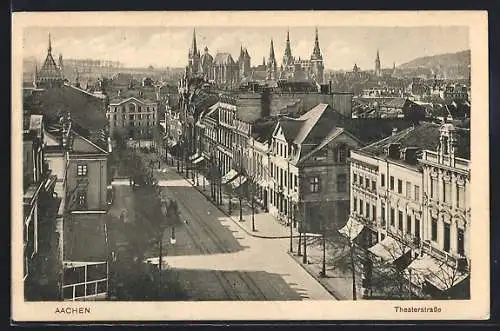 AK Aachen, Theaterstrasse aus der Vogelschau
