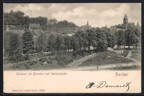 AK Aachen, Lousberg mit Belvedere und Salvatorkirche
