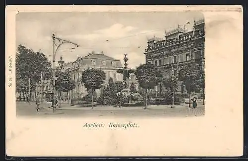 AK Aachen, Am Kaiserplatz, mit Strassenbahn