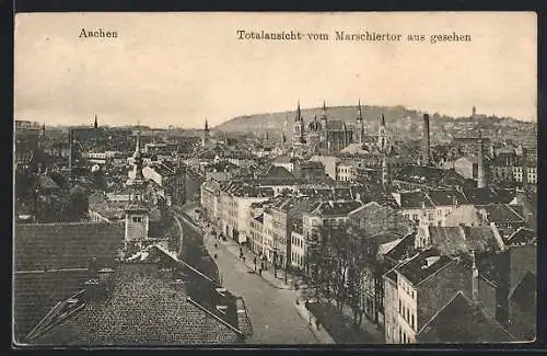 AK Aachen, Totalansicht vom Marschiertor aus