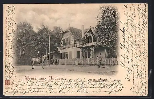 AK Aachen, Gasthaus Waldschenke, mit Reiter