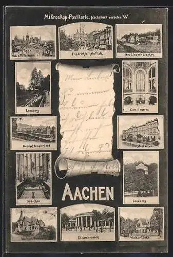 AK Aachen, Friedrich Wilhelm Platz, Neu Linzenhäuschen, Dom-Chor, Lousberg & Waldschenke