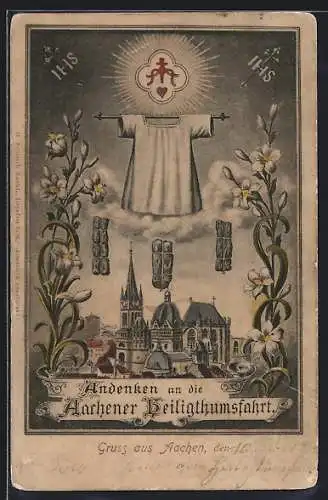 AK Aachen, Kirche und Heiligtürmer zum Andenken an die Heiligtumsfahrt