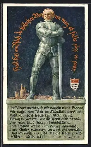 AK Köln, Bauer in Eisen 1915, Nagelung, Kriegshilfe