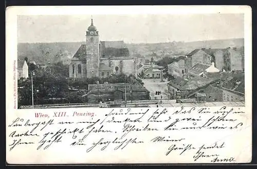 AK Wien-Penzing, Teilansicht mit Kirche
